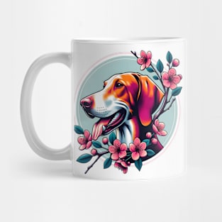 Joyful Hanoverian Scenthound Amidst Spring's Cherry Blossoms Mug